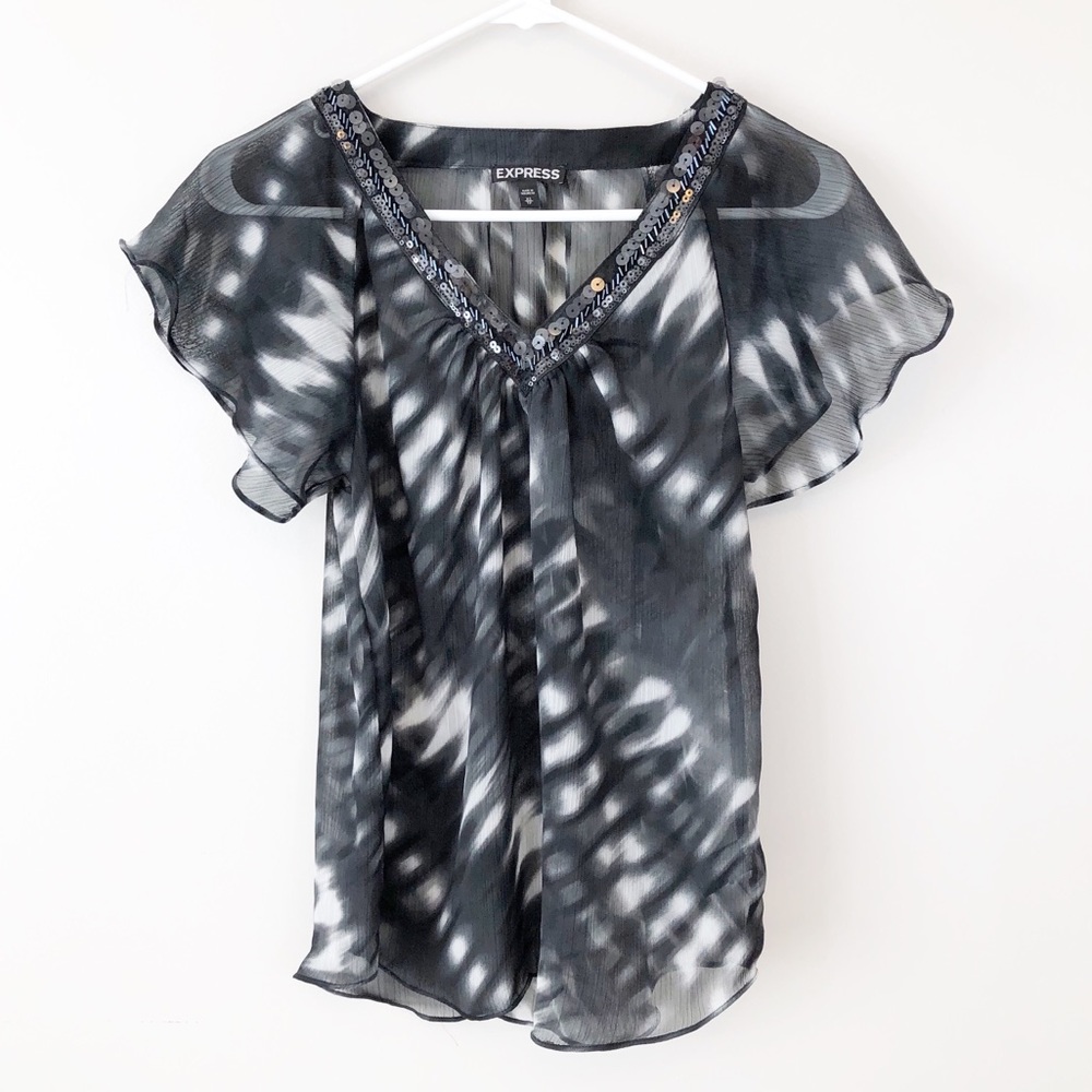 Express | Women’s Black & White Blouse Dress Shirt